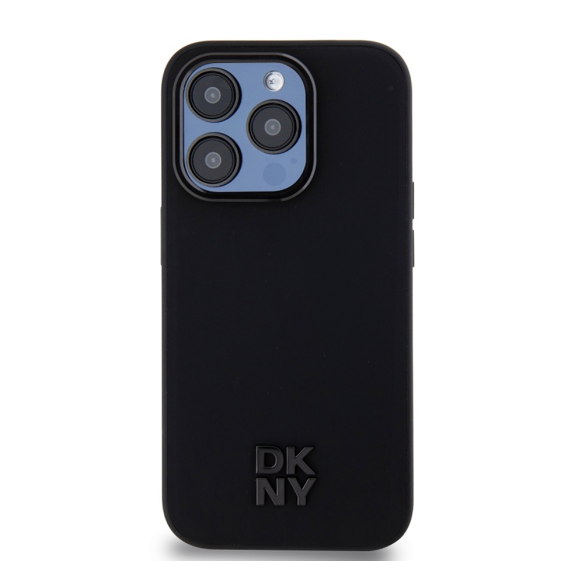 DKNY PU Leather Stack Logo Magsafe Zadní Kryt pro iPhone 14 Pro Black