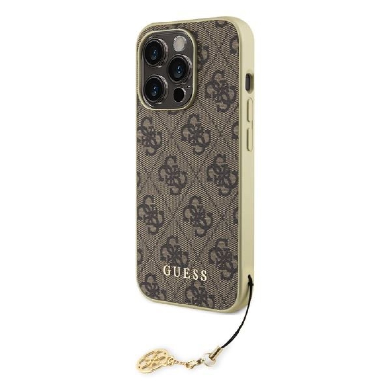 Guess 4G Charm Zadní Kryt pro iPhone 15 Pro Brown
