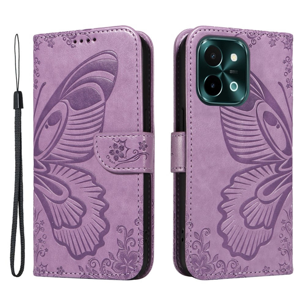 Floral Butterfly knížkové pouzdro na Vivo Y28 - světlefialové