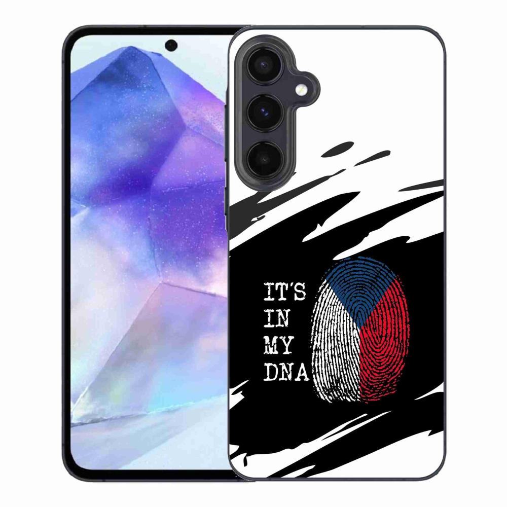 Gelový kryt mmCase na Samsung Galaxy A55 5G - vlajka otisk prstu černobílé pozadí