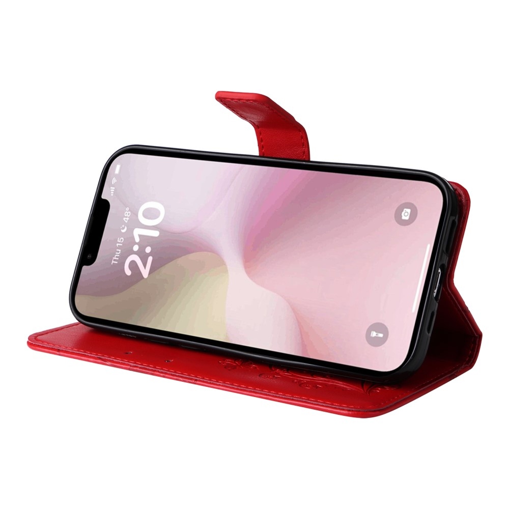 Big Butterfly knížkové pouzdro na iPhone 16e - červené