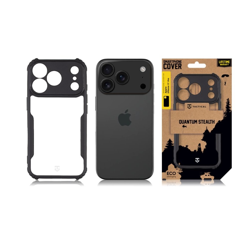 Tactical Quantum Stealth Kryt pro Apple iPhone 17 Pro Clear/Black