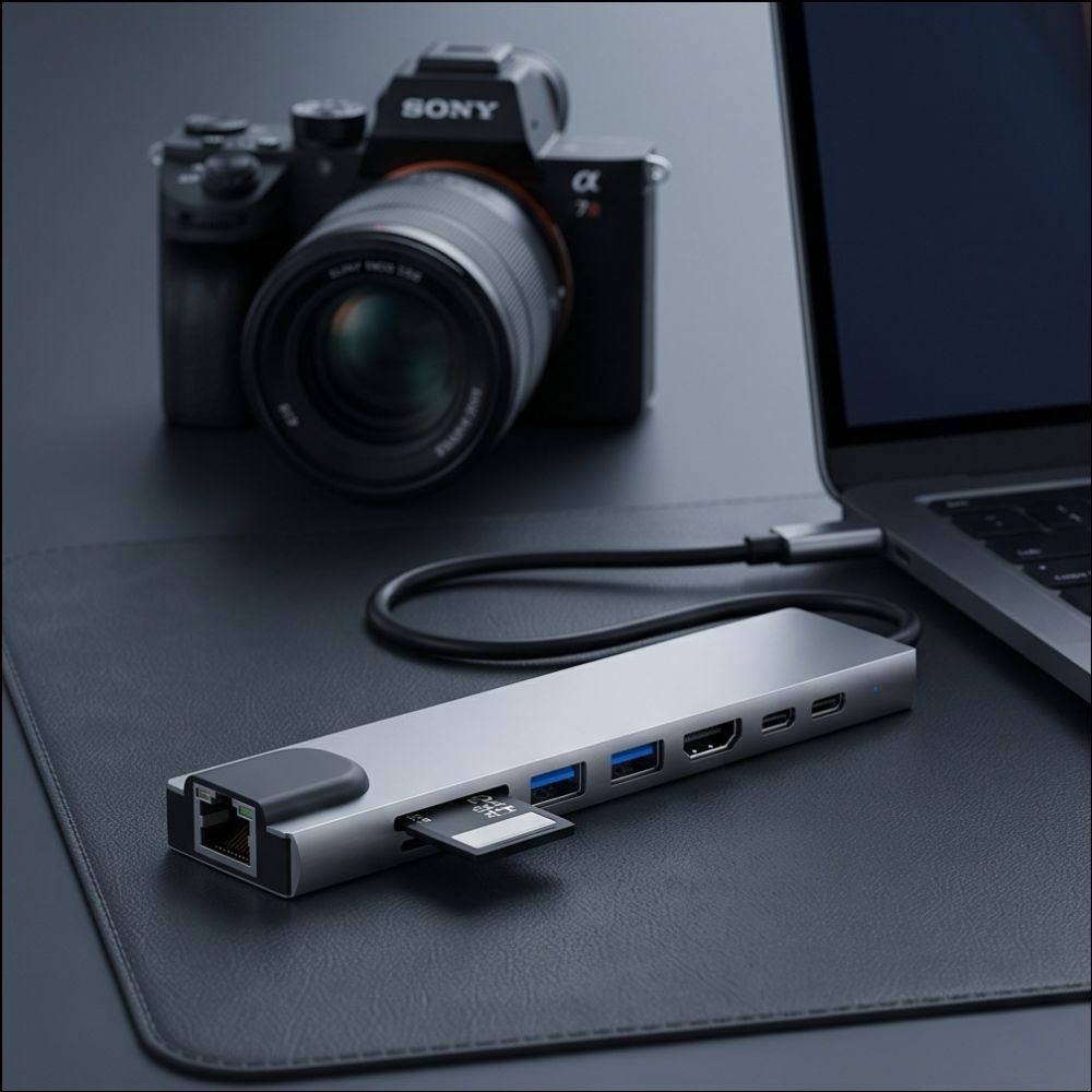 Tech-Protect HB09 USB-C adaptér 8v1 s HDMI, USB, RJ45 a čtečkou karet