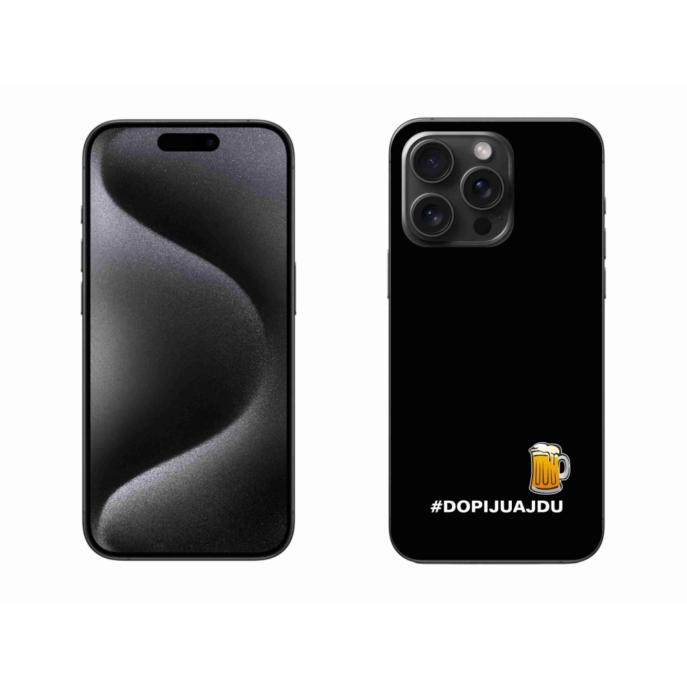 Gelový kryt mmCase na iPhone 15 Pro Max - pivní motiv 1 černé pozadí