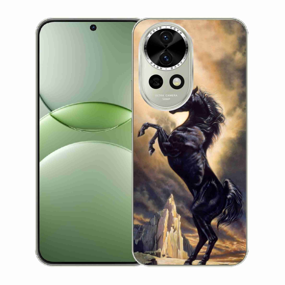 Gelový kryt mmCase na Huawei Nova 13 5G - černý kreslený kůň