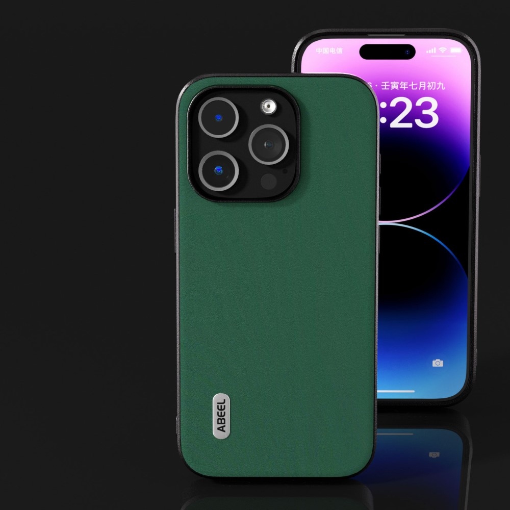 ABEEL gelový obal s pevnými zády na iPhone 15 Pro Max - zelený