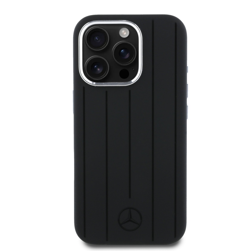 Mercedes Liquid Silicon Stripes Pattern MagSafe Zadní Kryt pro iPhone 16 Pro Black 