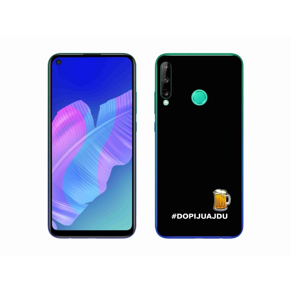 Gelový kryt mmCase na Huawei P40 Lite E - pivní motiv 1 černé pozadí