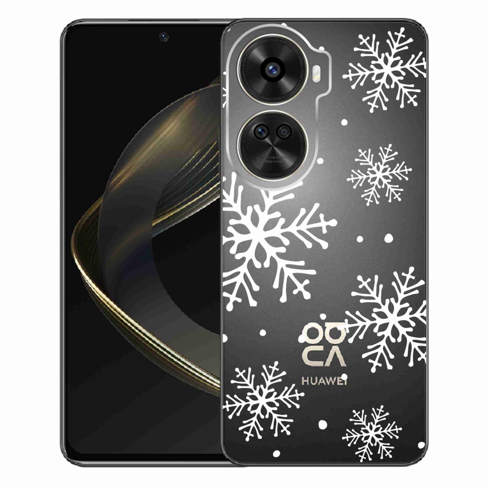 Gelový kryt mmCase na Huawei Nova 12 SE - bílé vločky na průhledném pozadí