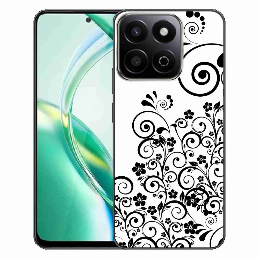Gelový kryt mmCase na Honor 200 Smart 5G - černobílé květinové vzory