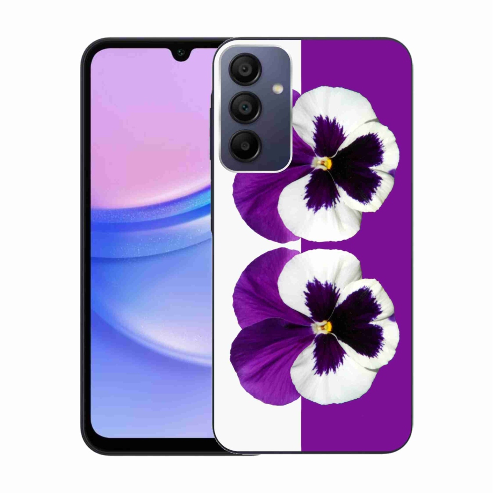 Gelový kryt mmCase na Samsung Galaxy A15 4G/5G - fialovobílý květ