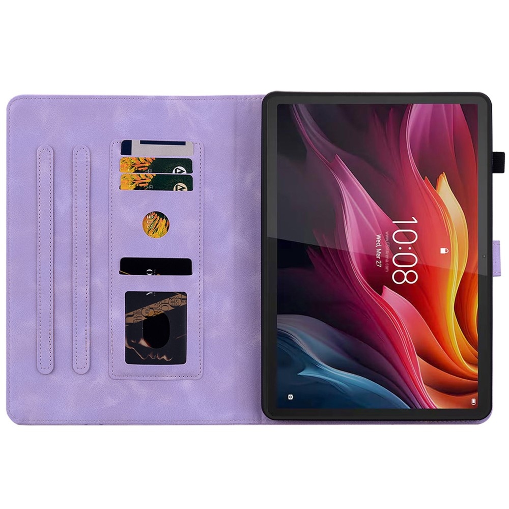 Flowers zavírací pouzdro na Lenovo Tab K11 Plus - fialové