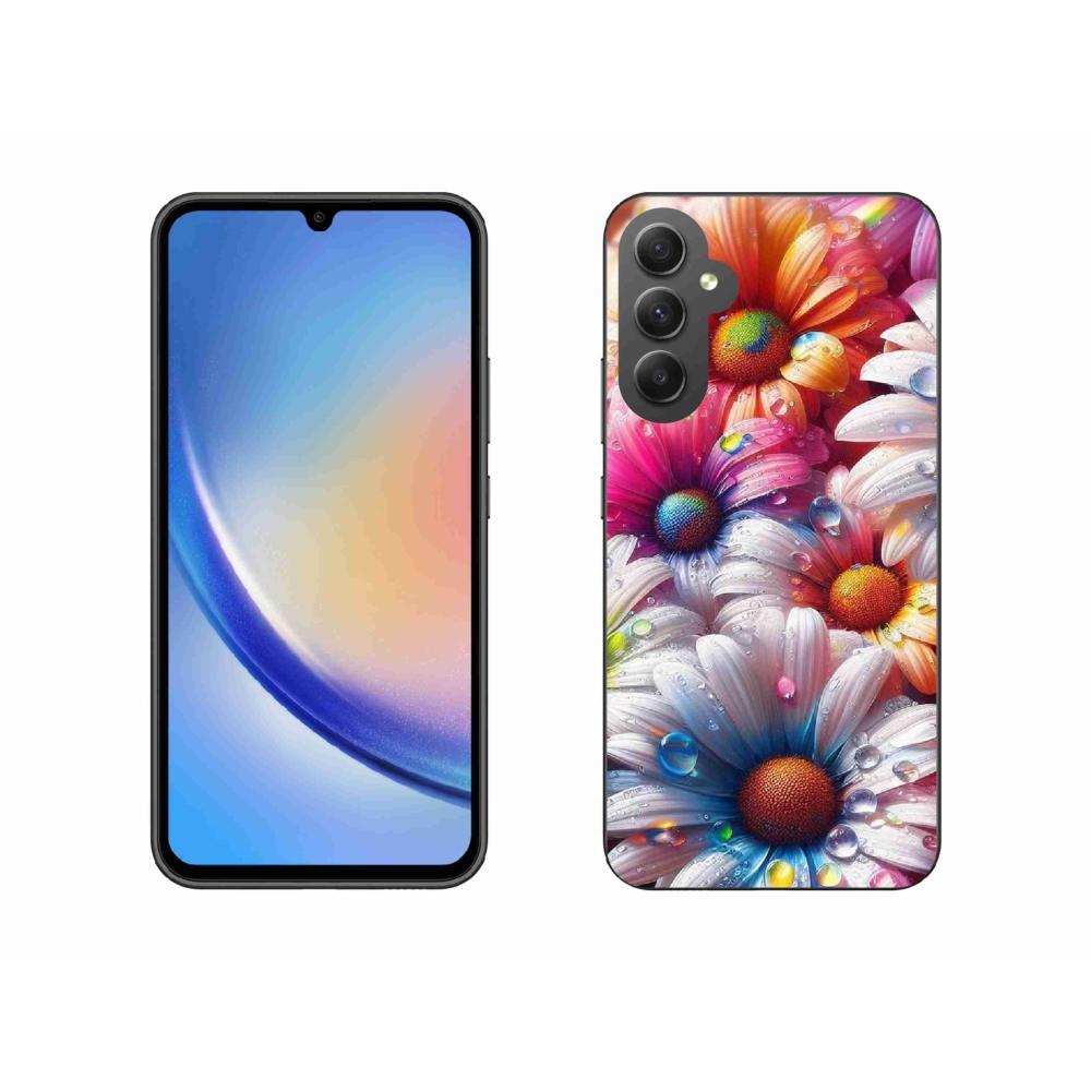 Gelový kryt mmCase na Samsung Galaxy A34 5G - barevné kopretiny