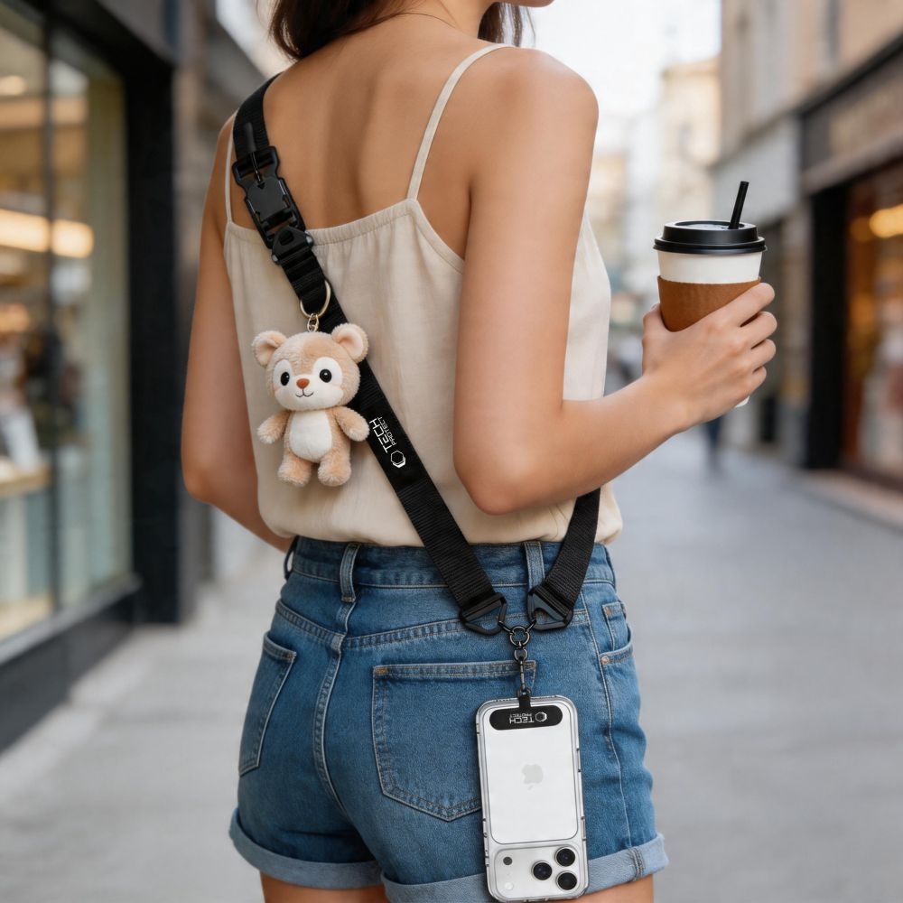 Tech-Protect C9S Rope Crossbody popruh na telefon - černý