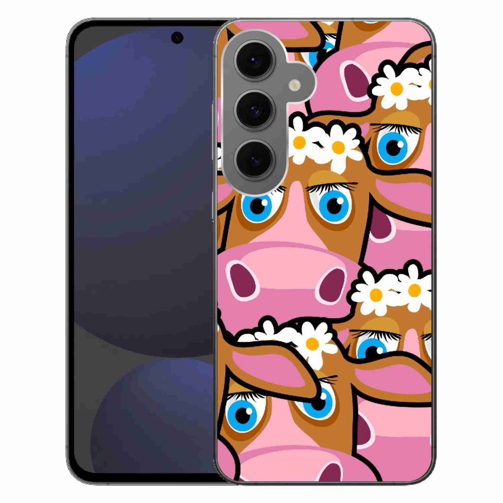 Gelový kryt mmCase na Samsung Galaxy S24 FE - kreslené kravičky