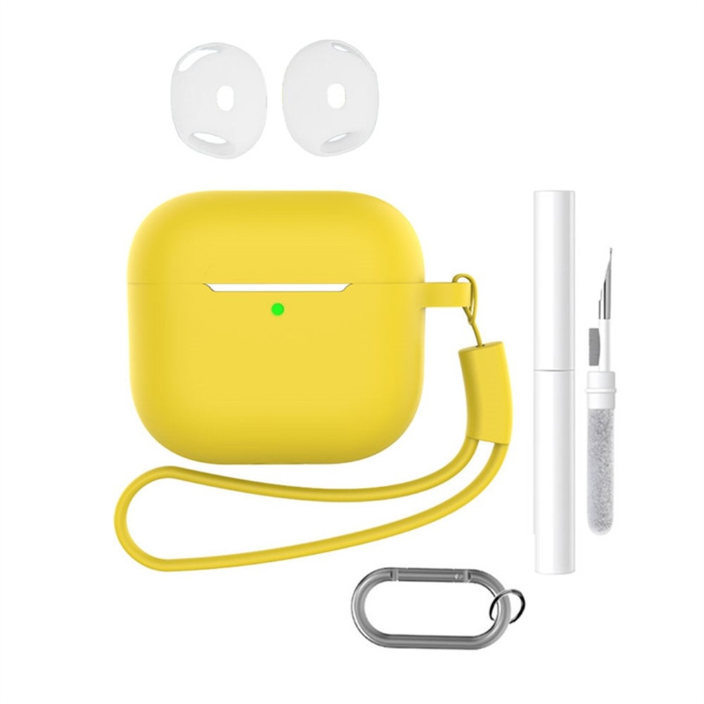 Set silikonový obal na Apple AirPods 4 s čistící sadou - žlutý