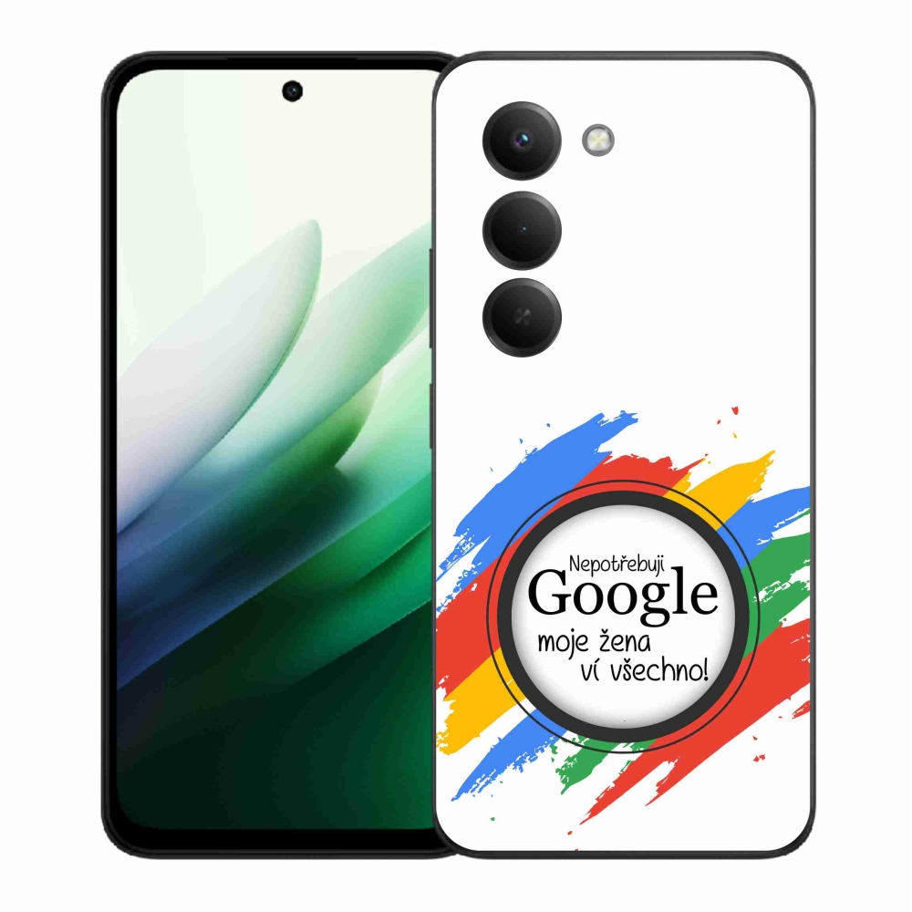 Gelový kryt mmCase na Xiaomi Redmi 15 5G (169mm) - žena ví všechno bílé pozadí