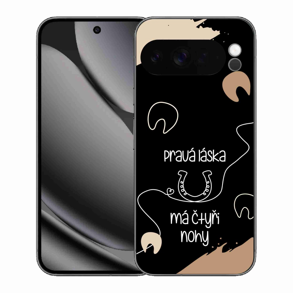 Gelový kryt mmCase na Google Pixel 10 Pro XL - koňský motiv černé pozadí