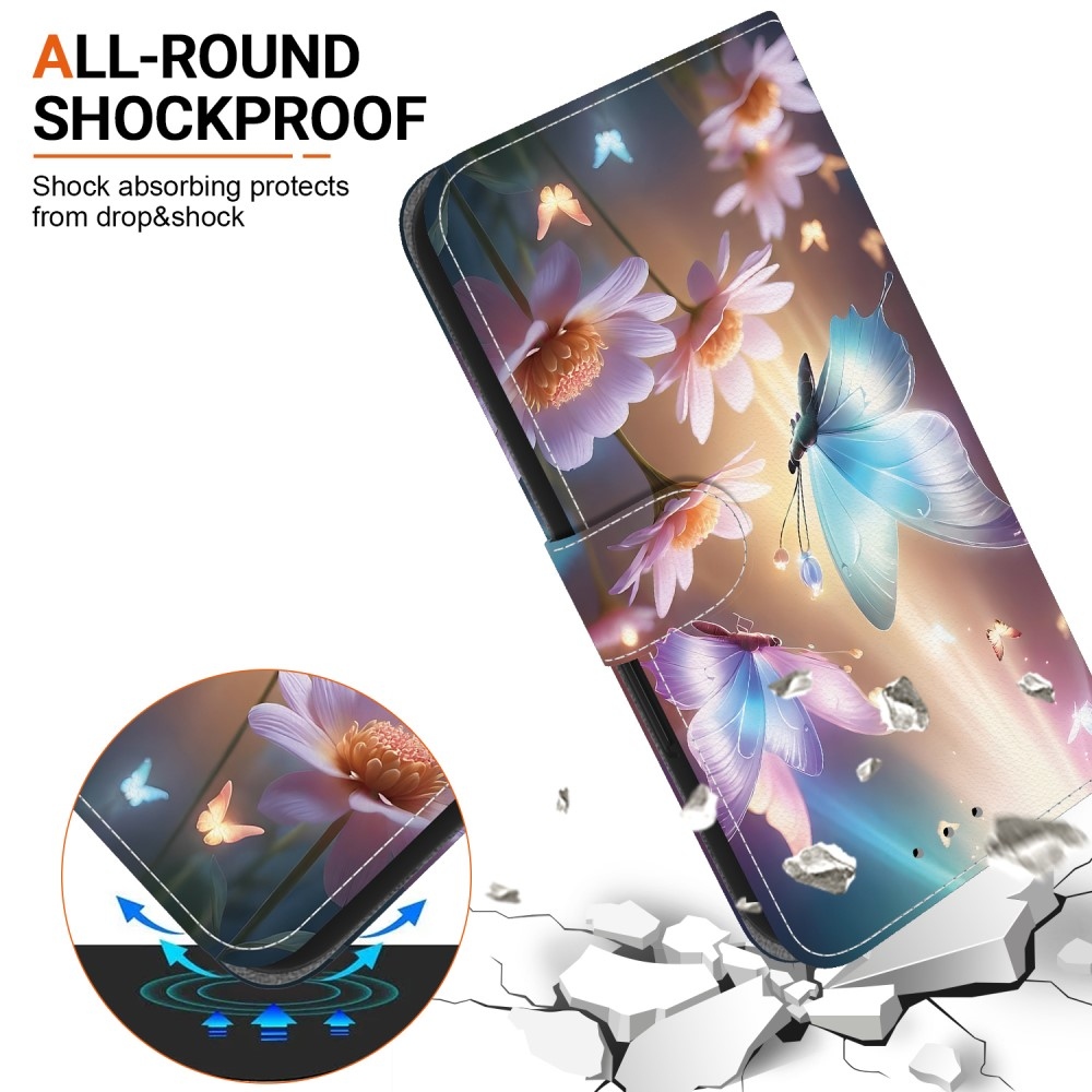 Versatile knížkové pouzdro na Samsung Galaxy A36 5G/A56 5G - motýli a kopretiny