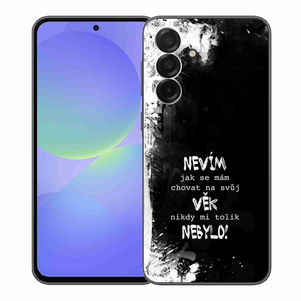 Gelový kryt mmCase na Samsung Galaxy A36 5G - vtipný text 14 černé pozadí