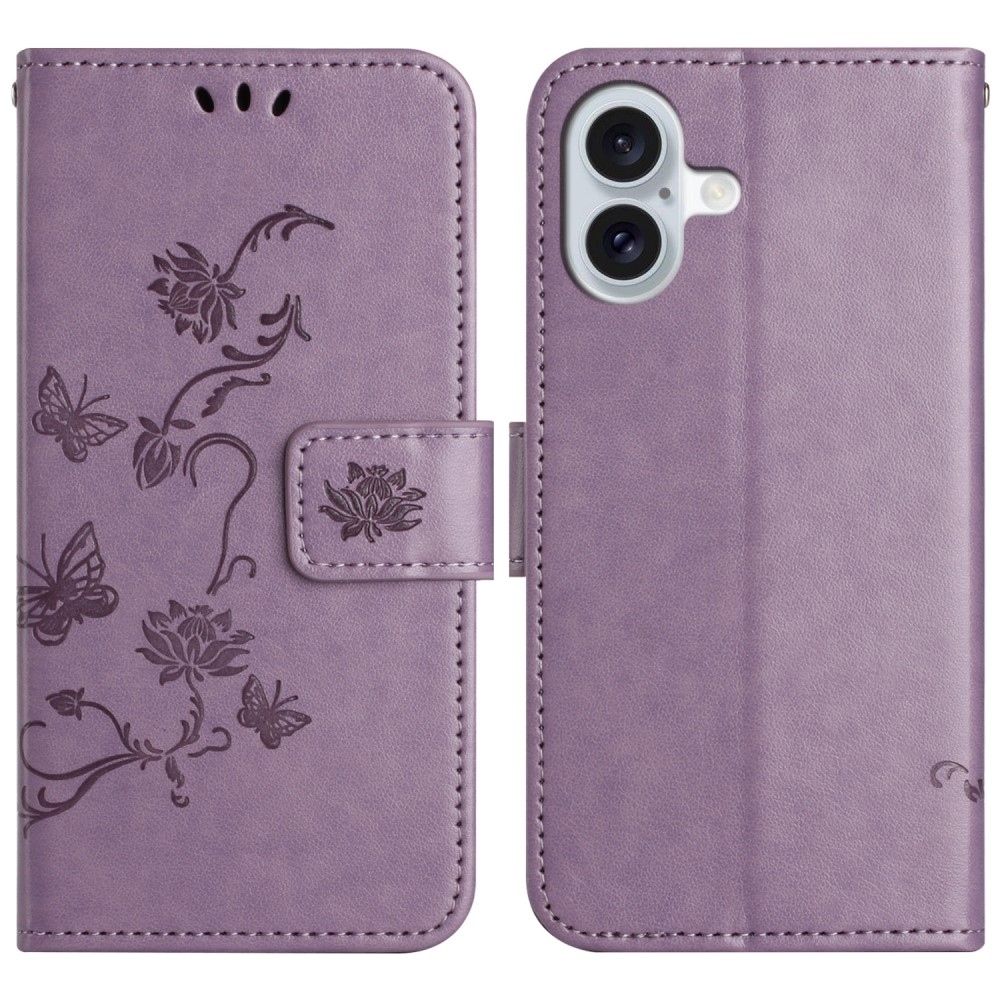 Flower knížkové pouzdro na iPhone 16 - světlefialové