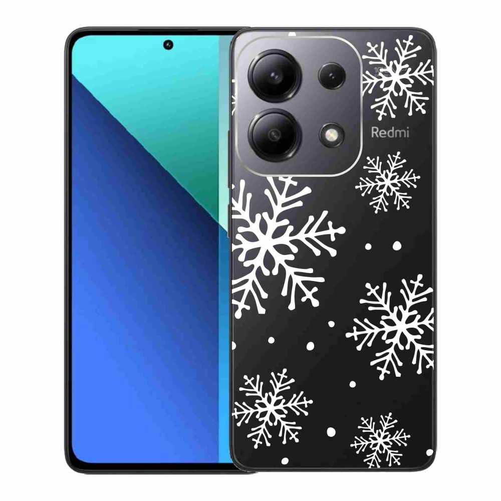 Gelový kryt mmCase na Xiaomi Redmi Note 13 - bílé vločky na průhledném pozadí