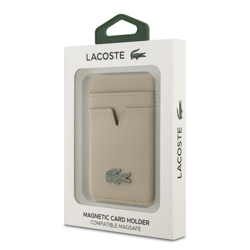 Lacoste PU Iconic Petit Pique MagSafe Peněženka Taupe