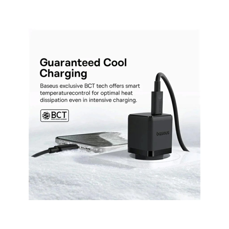 Baseus Palm Fast Nabíječka USB-C 20W + Datový Kabel USB-C/USB-C 1m Black