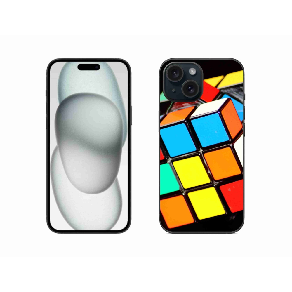 Gelový obal mmCase na iPhone 15 - rubikova kostka