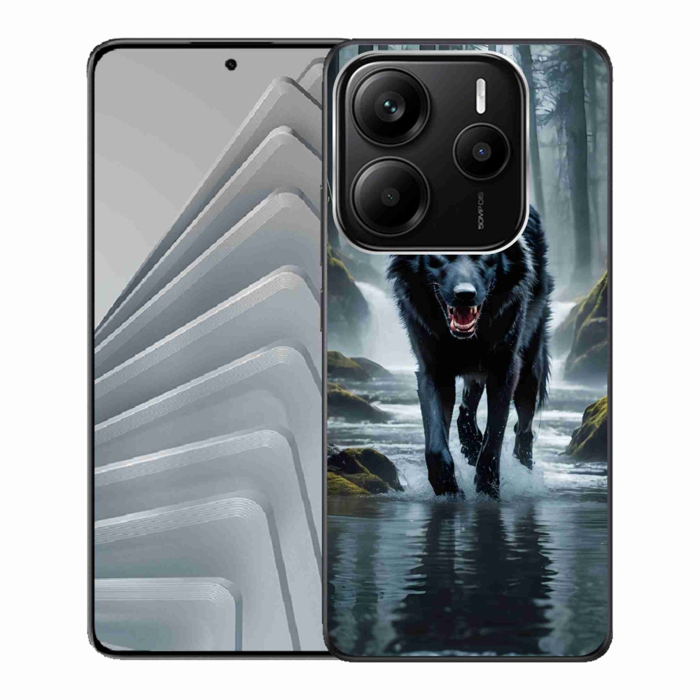 Gelový kryt mmCase na Xiaomi Redmi Note 14 5G - černý vlk