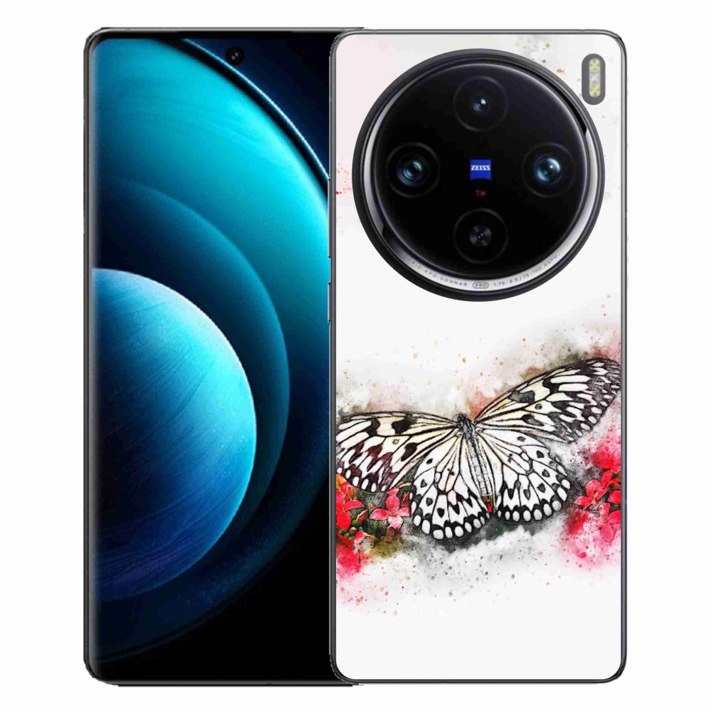 Gelový kryt mmCase na Vivo X100 Pro 5G - černobílý motýl