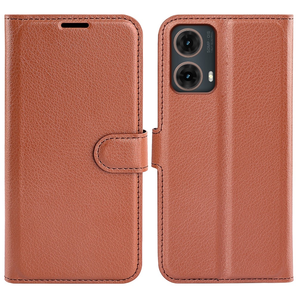 Litchi knížkové pouzdro na Motorola Moto G85 5G - hnědé