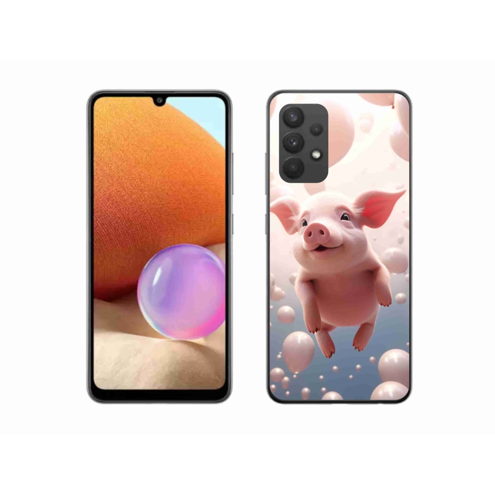 Gelový kryt mmCase na Samsung Galaxy A32 4G - prasátko s balónky