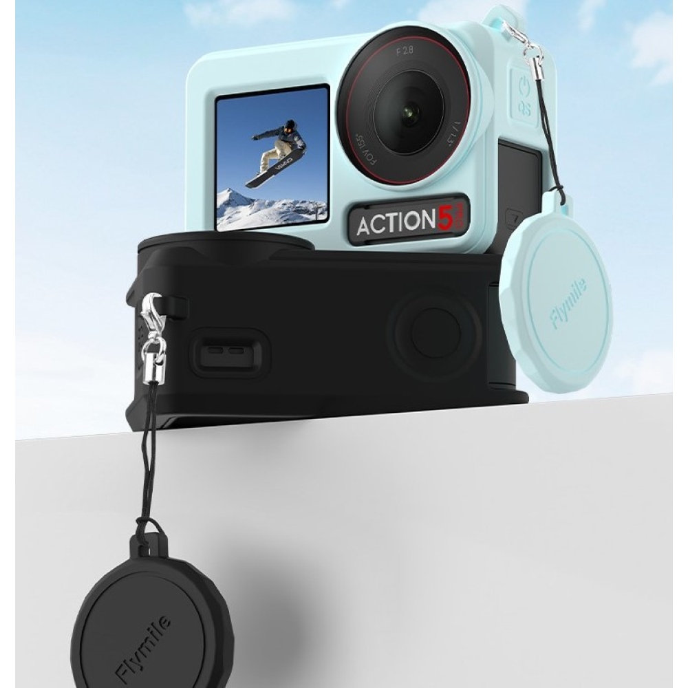 FLYMILE silikonový ochranný obal s krytkou objektivu pro DJI Osmo Action 5 Pro - šedý