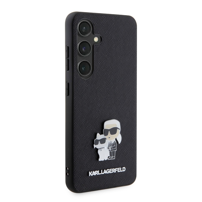 Karl Lagerfeld PU Saffiano Metal Karl and Choupette Zadní Kryt pro Samsung Galaxy S24 Black