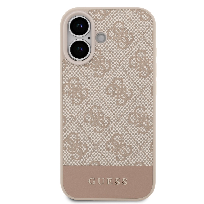 Guess PU 4G Stripe Zadní Kryt pro iPhone 17 Pink