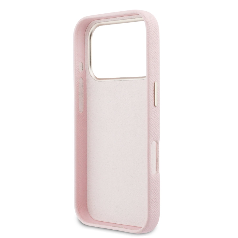 Guess PU Resin Logo Zadní Kryt pro iPhone 17 Pro Pink