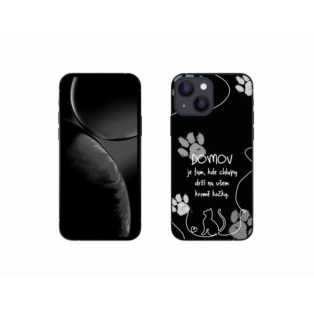 Gelový kryt mmCase na iPhone 13 mini 5.4 - kočičí motiv černé pozadí
