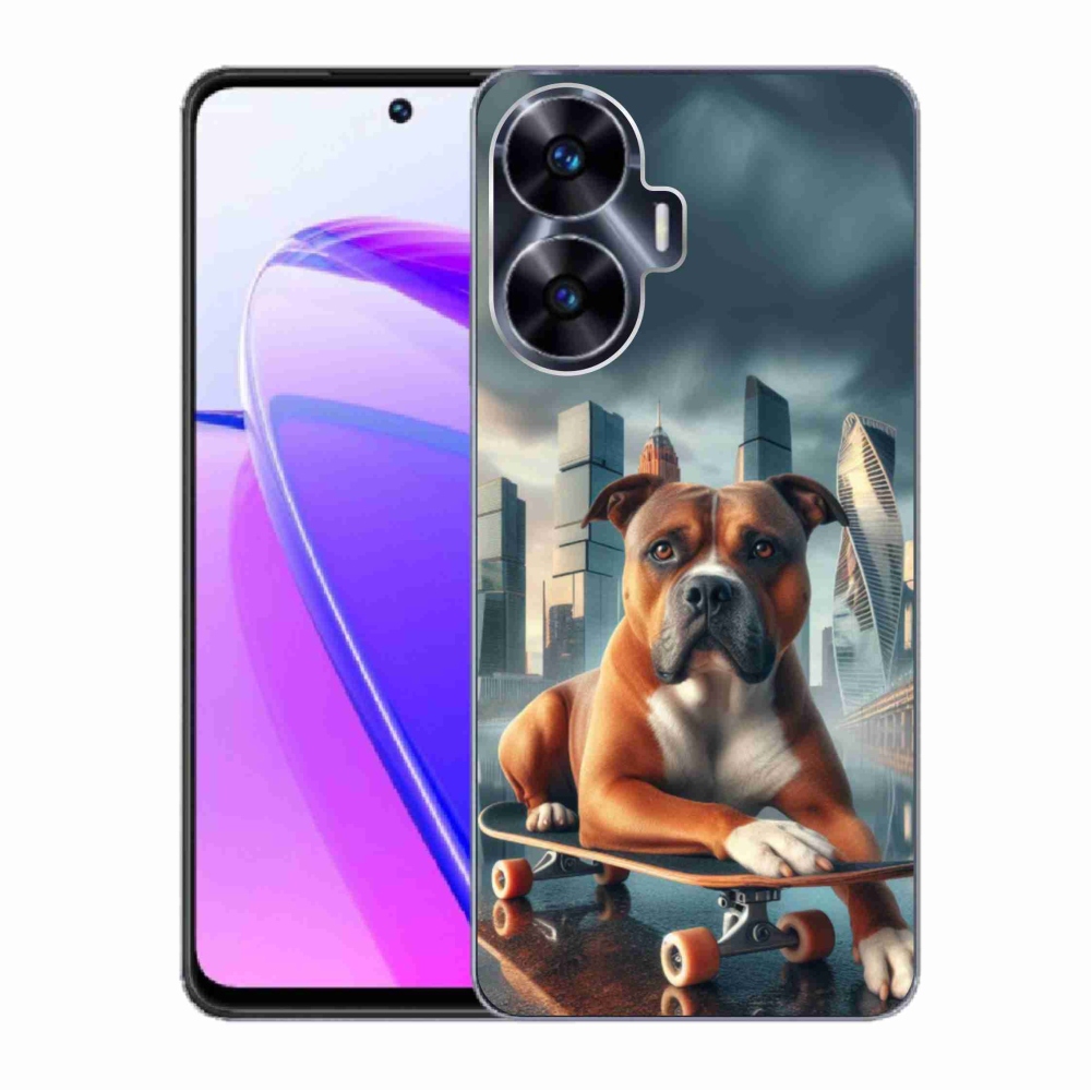 Gelový kryt mmCase na Realme C55 - pes na skateboardu