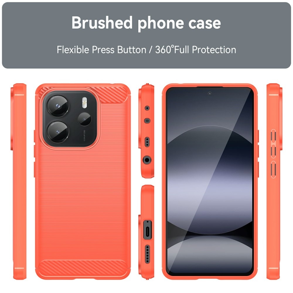 Carbon odolný gelový obal na Xiaomi Redmi Note 14 - červený