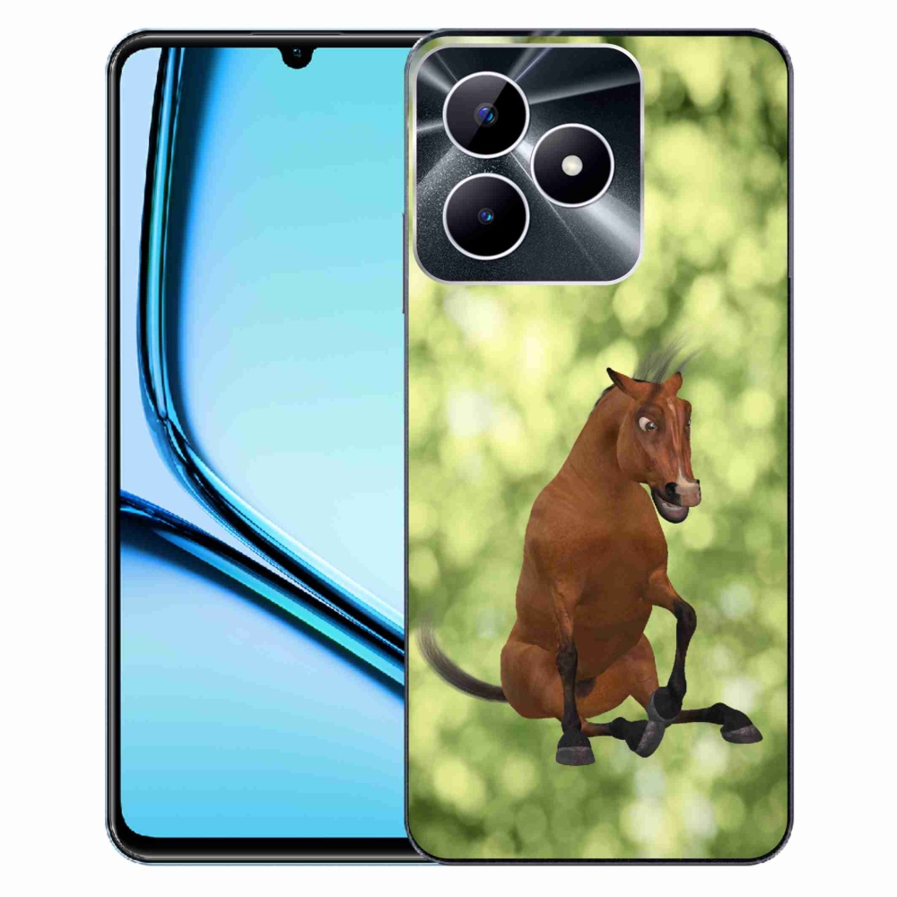 Gelový kryt mmCase na Realme Note 50 - hnědý kreslený kůň 1