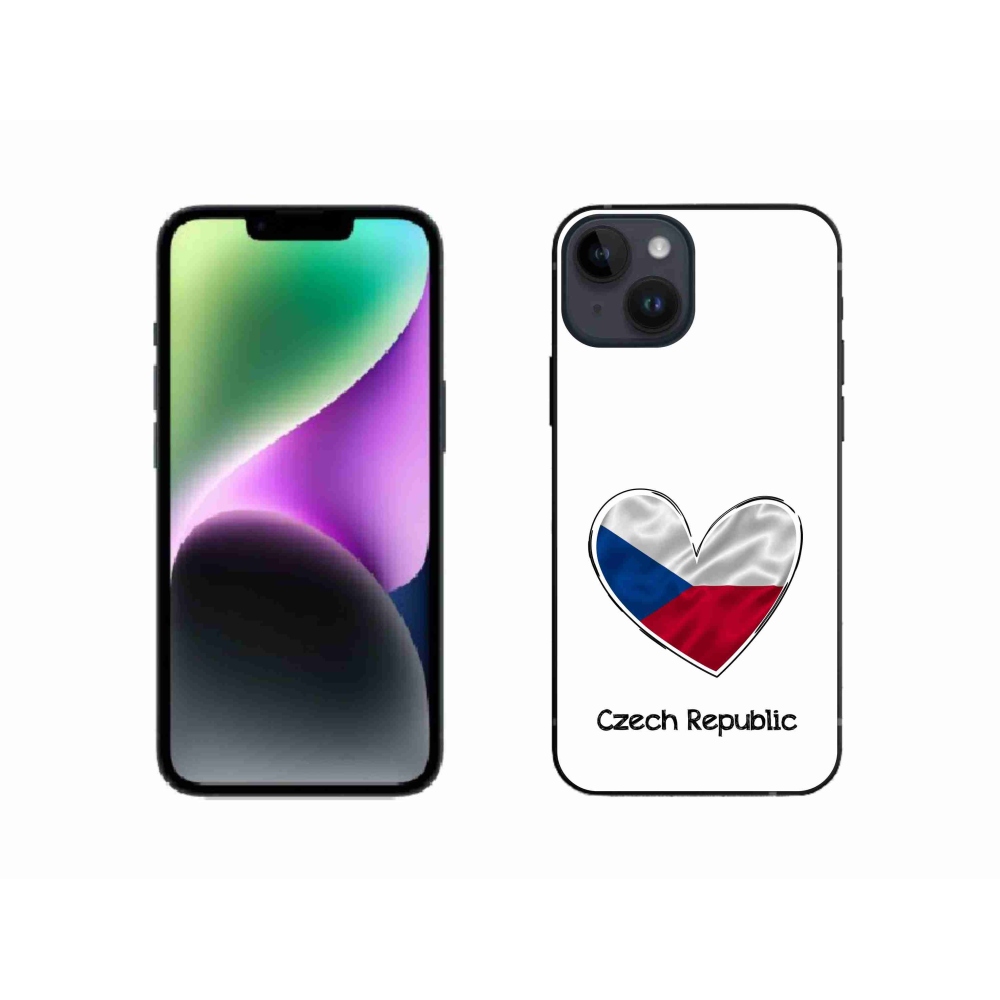 Gelový kryt mmCase na iPhone 14 - vlajka srdce bílé pozadí