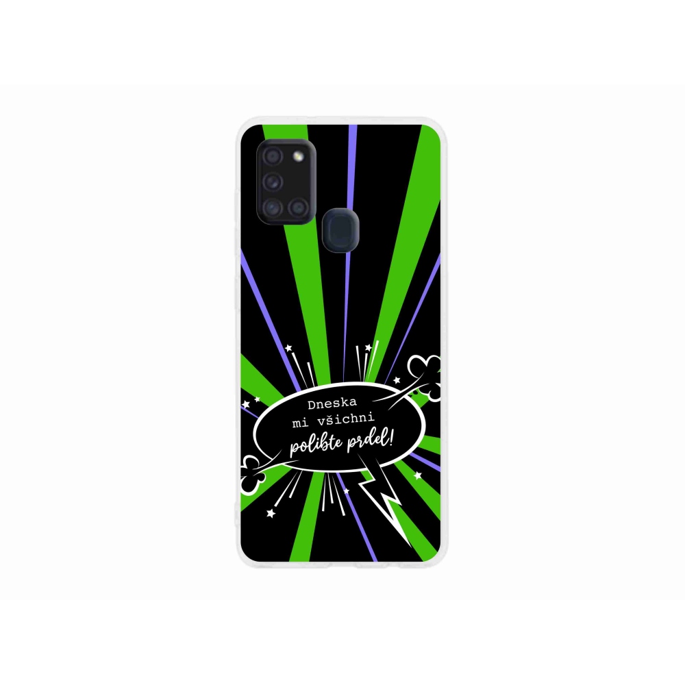 Gelový kryt mmCase na Samsung Galaxy A21s - vtipný text 15 černé pozadí