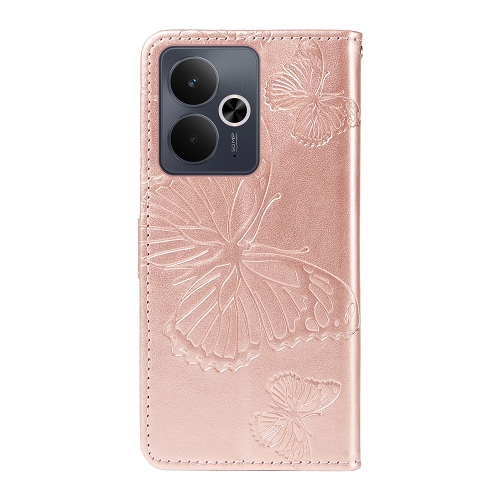 Big Butterfly knížkové pouzdro na Realme 14 5G/14T 5G - růžovozlaté