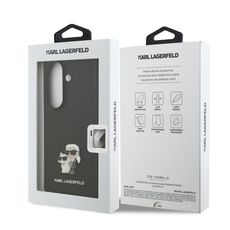 Karl Lagerfeld PU Saffiano Karl and Choupette Zadní Kryt pro Samsung Galaxy Z Fold 7 Black