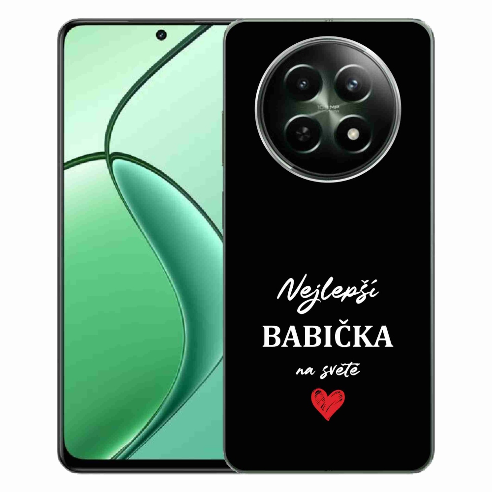 Gelový kryt mmCase na Realme 12 5G/12x 5G - nejlepší babička 1 černé pozadí