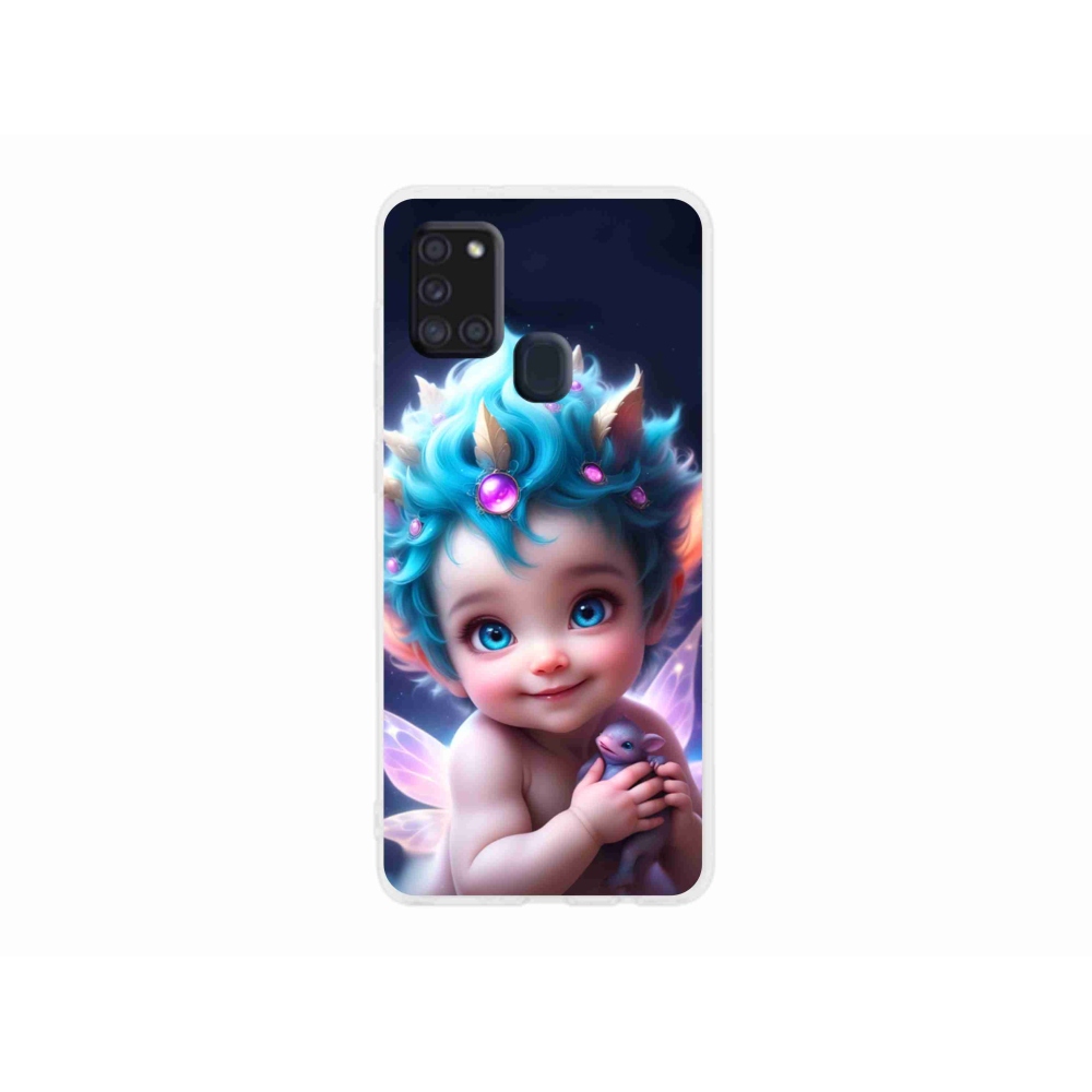 Gelový kryt mmCase na Samsung Galaxy A21s - dítě s motýlími křídly
