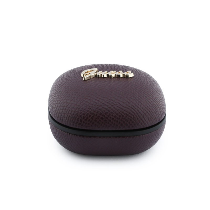 Guess PU Grained Script Metal Logo ENC TWS Bezdrátová Sluchátka Burgundy