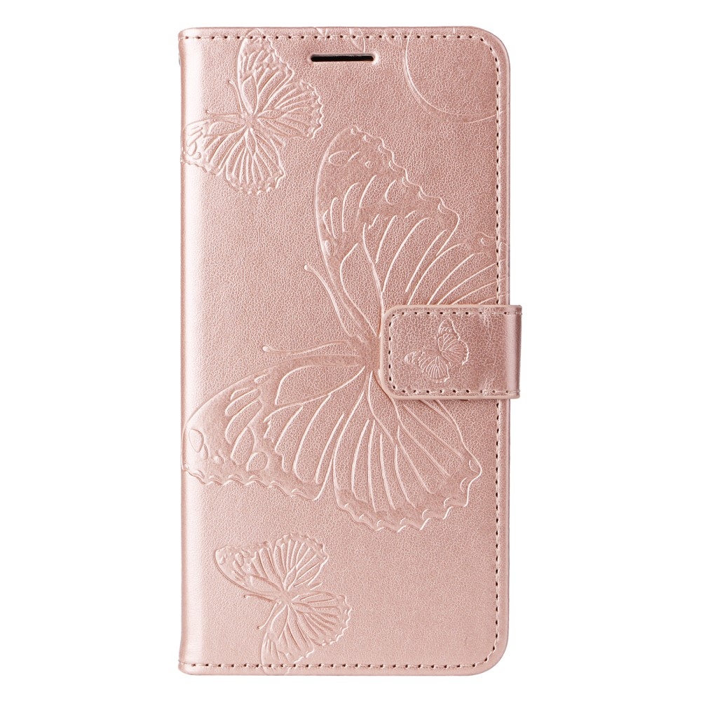Big Butterfly knížkové pouzdro na iPhone 16e - růžovozlaté