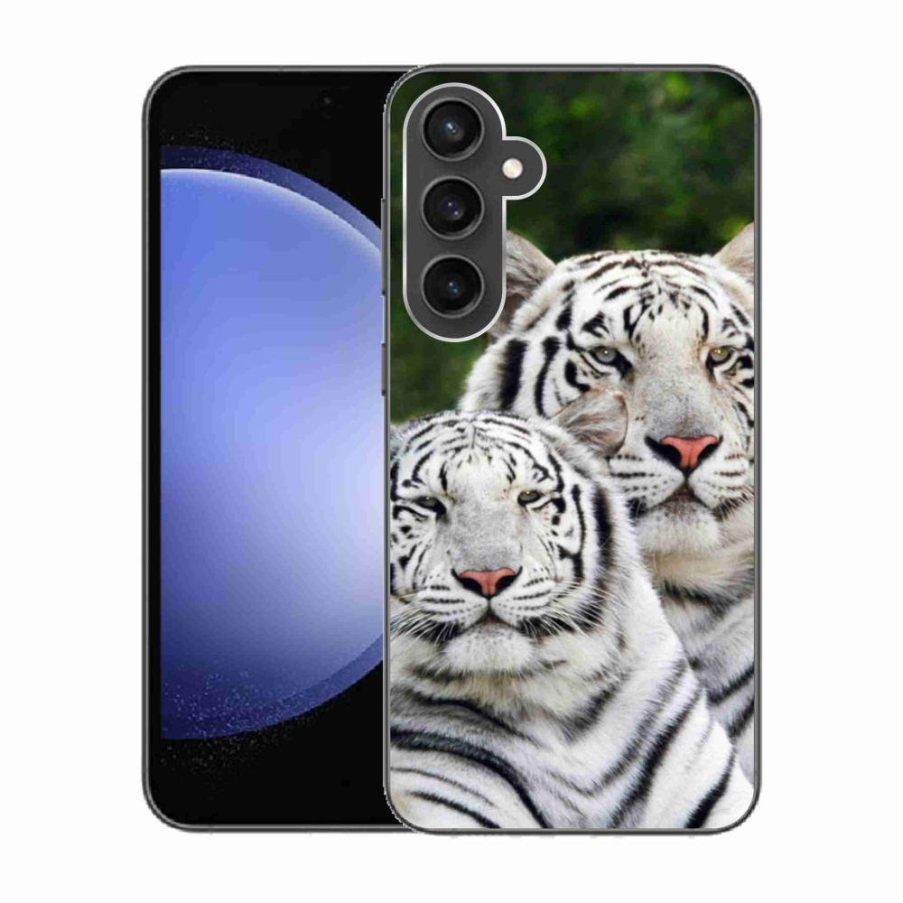 Gelový obal mmCase na Samsung Galaxy S23 FE - bílí tygři